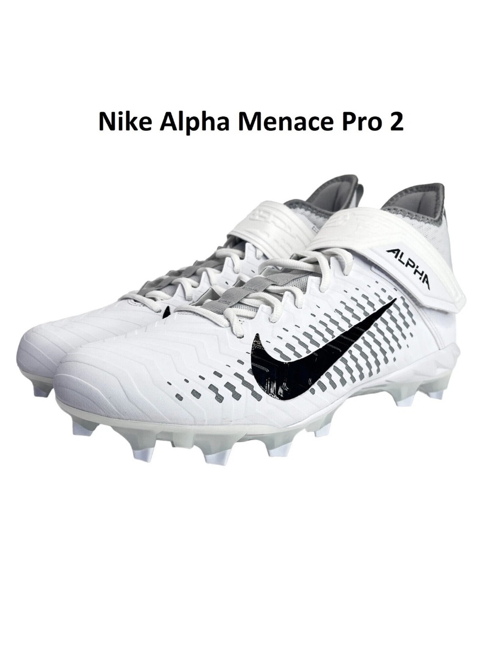 Nike Alpha Menace Pro 2 Men's Football Cleats - White/Black